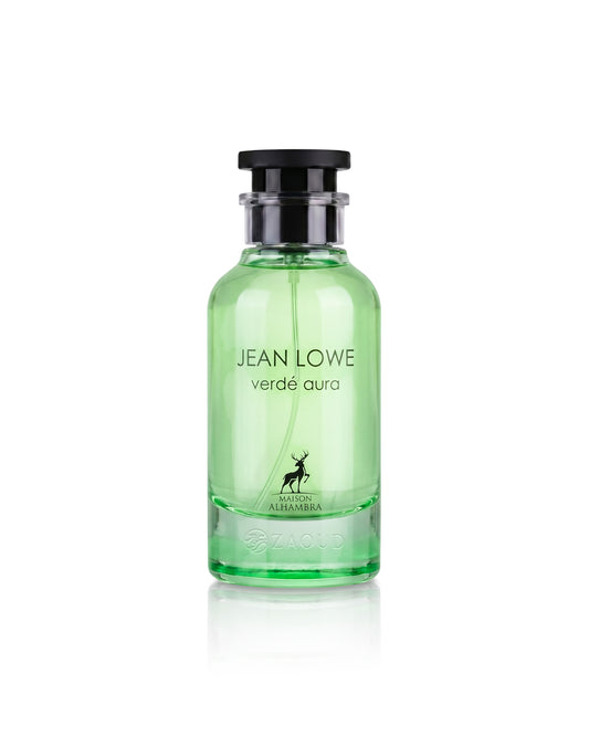 jean lowe vere aura perfume bottle shows against white background