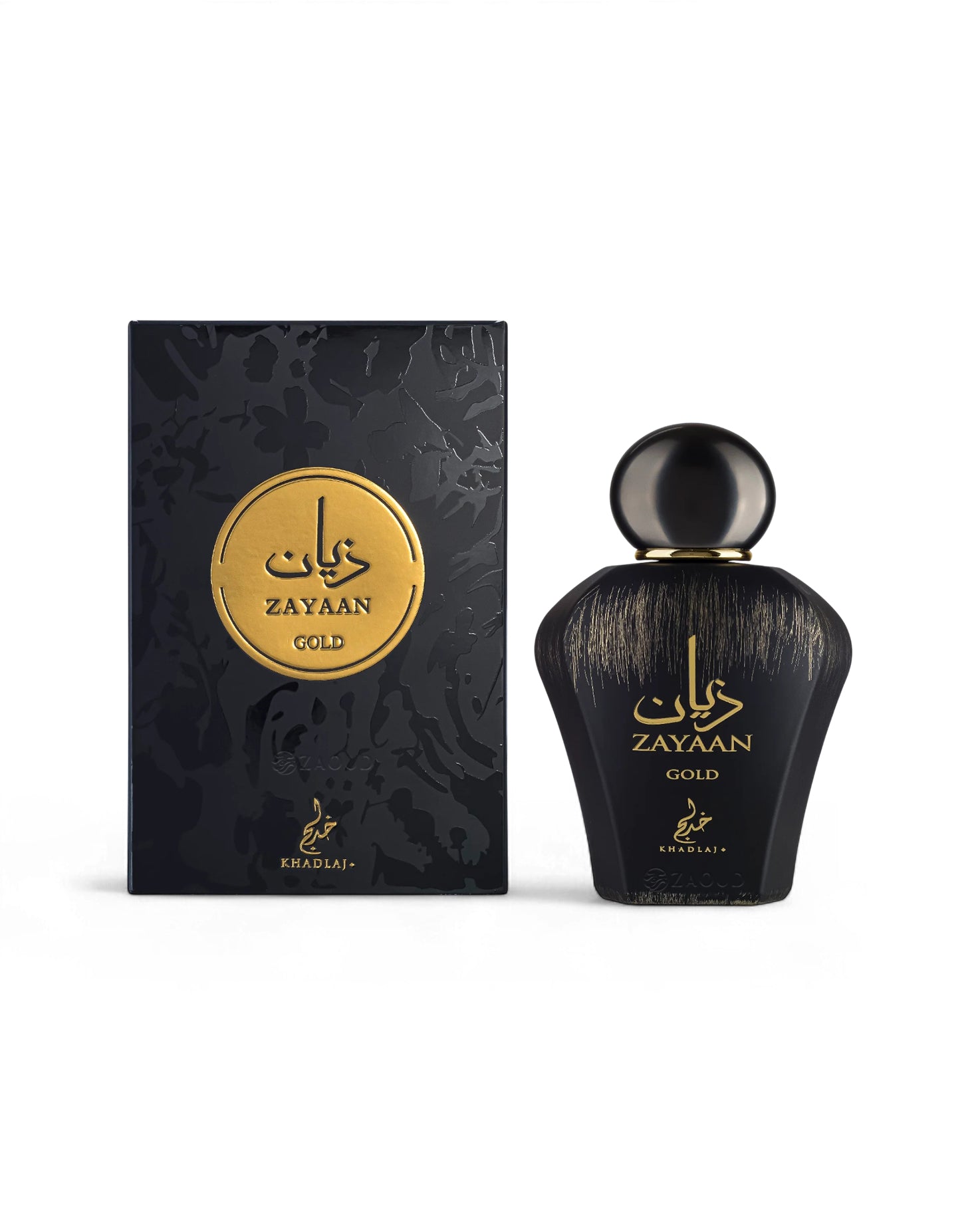 khadlaj Zayaan Gold perfume bottle and packaging on a white background