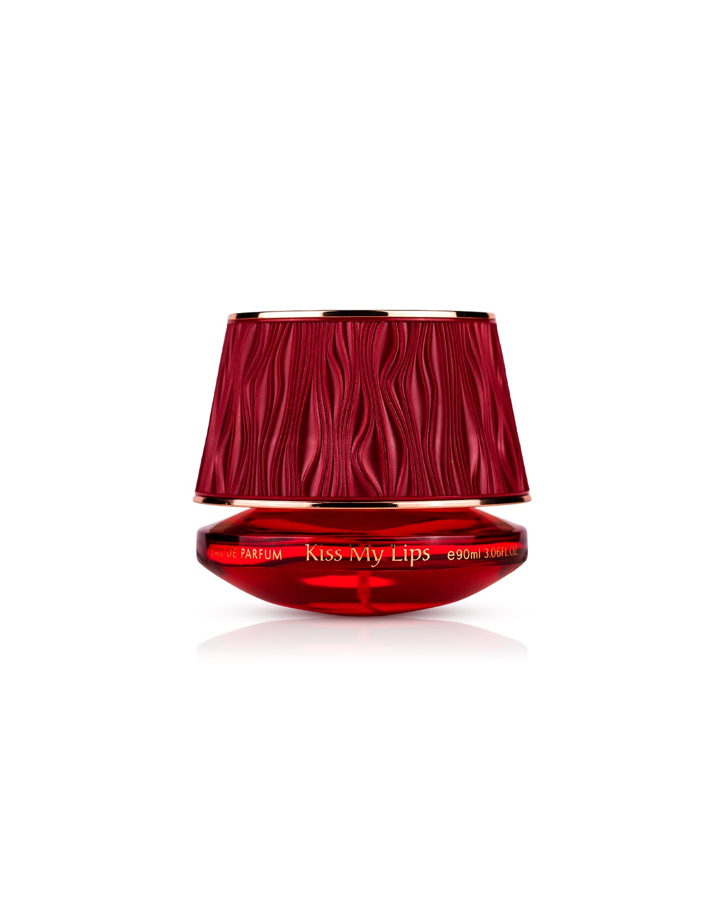 MAISON ASRAR PERFUME BOTTLE with 'Kiss My Lips' text on a white background