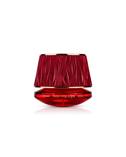 MAISON ASRAR PERFUME BOTTLE with 'Kiss My Lips' text on a white background