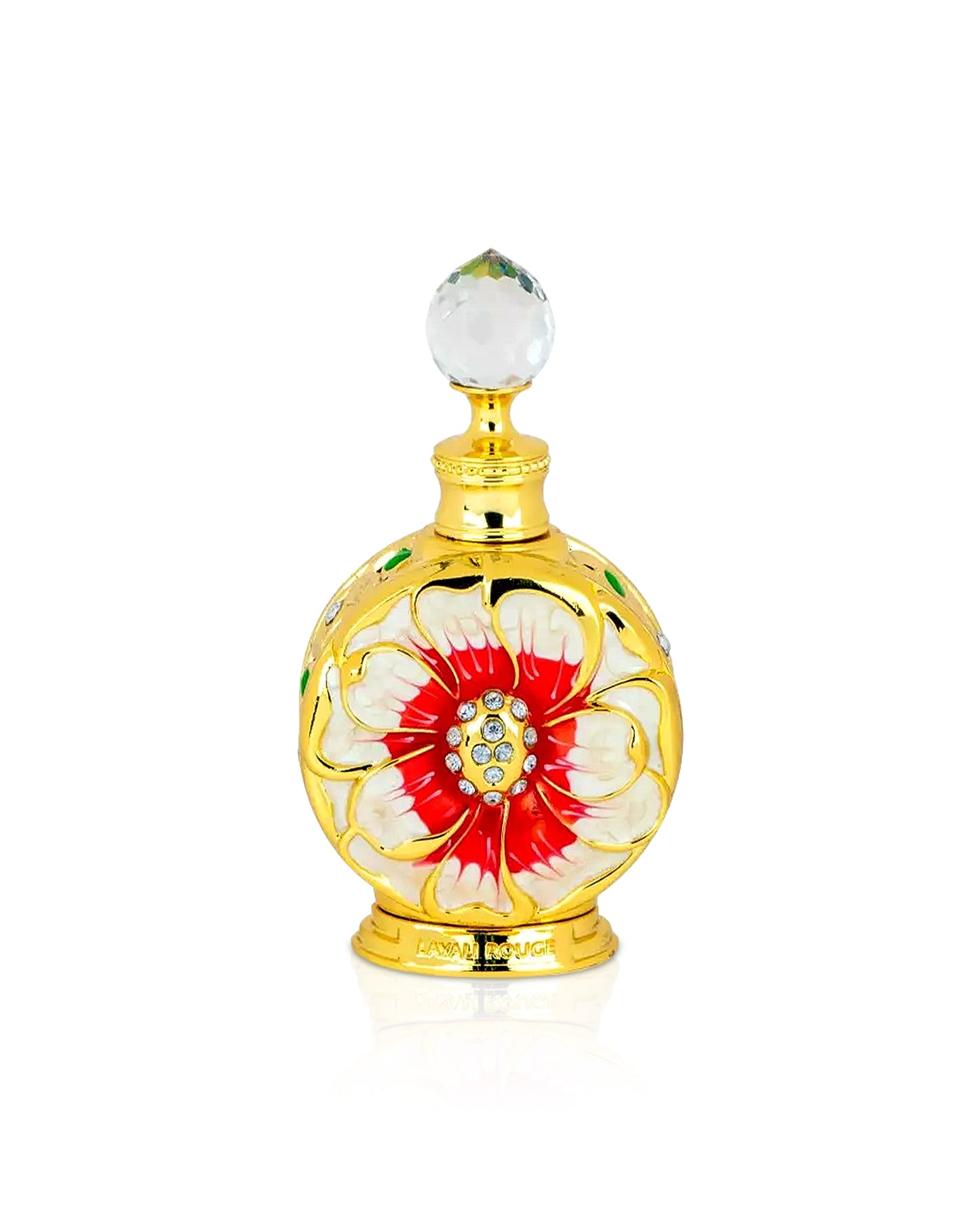 SWISS ARABIAN LAYALI ROUGE PERFUME OIL BOTTLE SHOWS AGAINST WHITE BACKGROUND