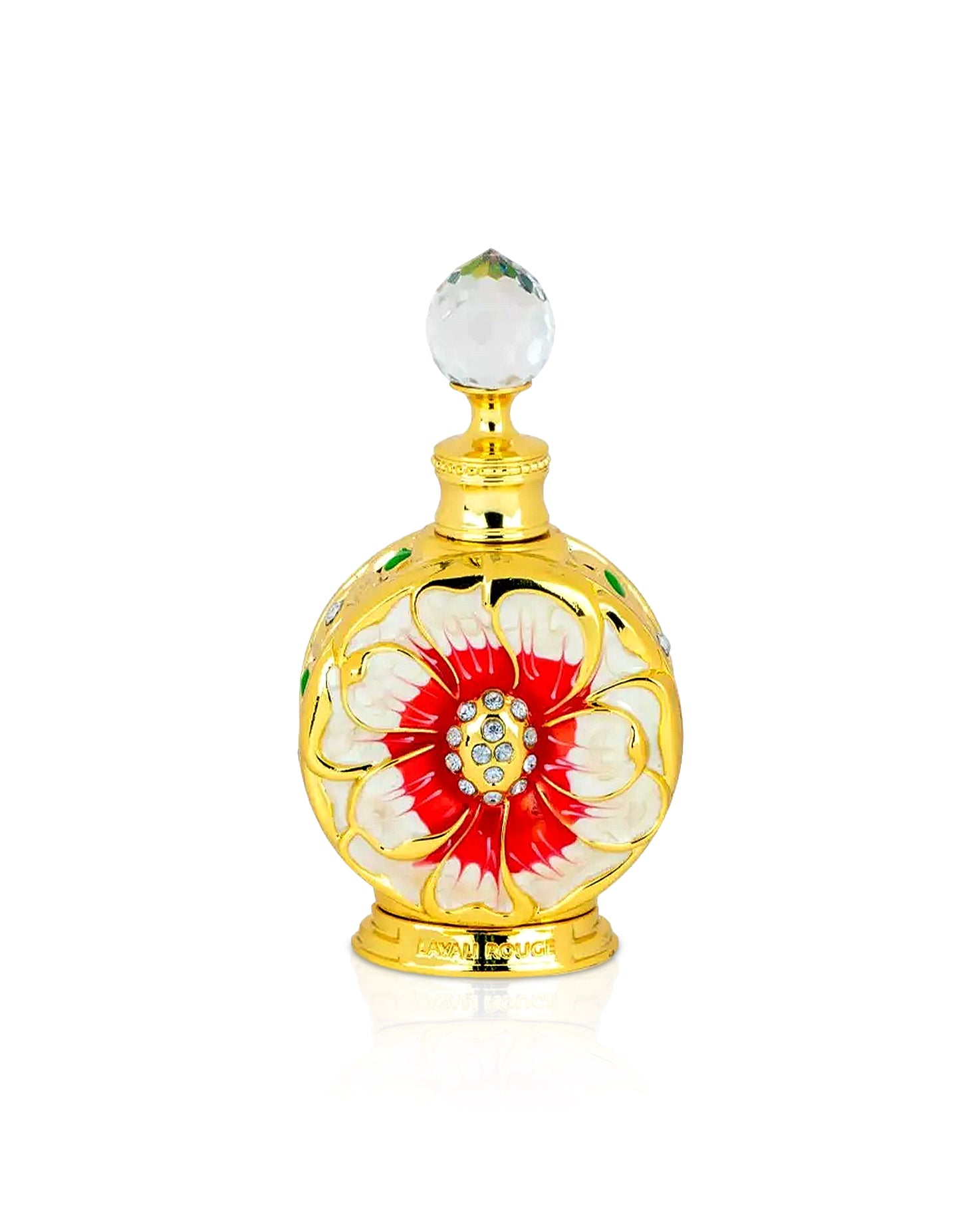 SWISS ARABIAN LAYALI ROUGE PERFUME OIL BOTTLE SHOWS AGAINST WHITE BACKGROUND