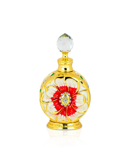 SWISS ARABIAN LAYALI ROUGE PERFUME OIL BOTTLE SHOWS AGAINST WHITE BACKGROUND