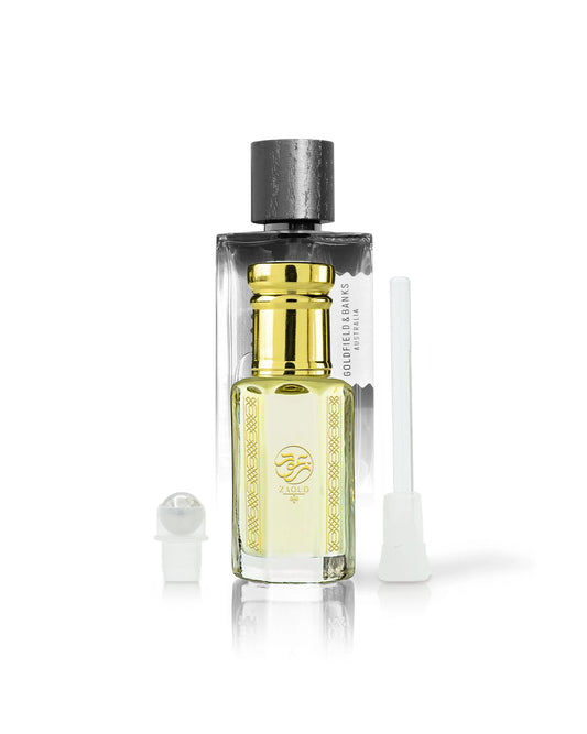 LEEUWIN perfume oil bottle with Pacific Rock Moss bottle shows behind against white background