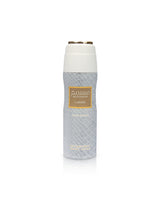 lattafa musamam white intense Deodorant bottle with a white cap and gray body on a white background