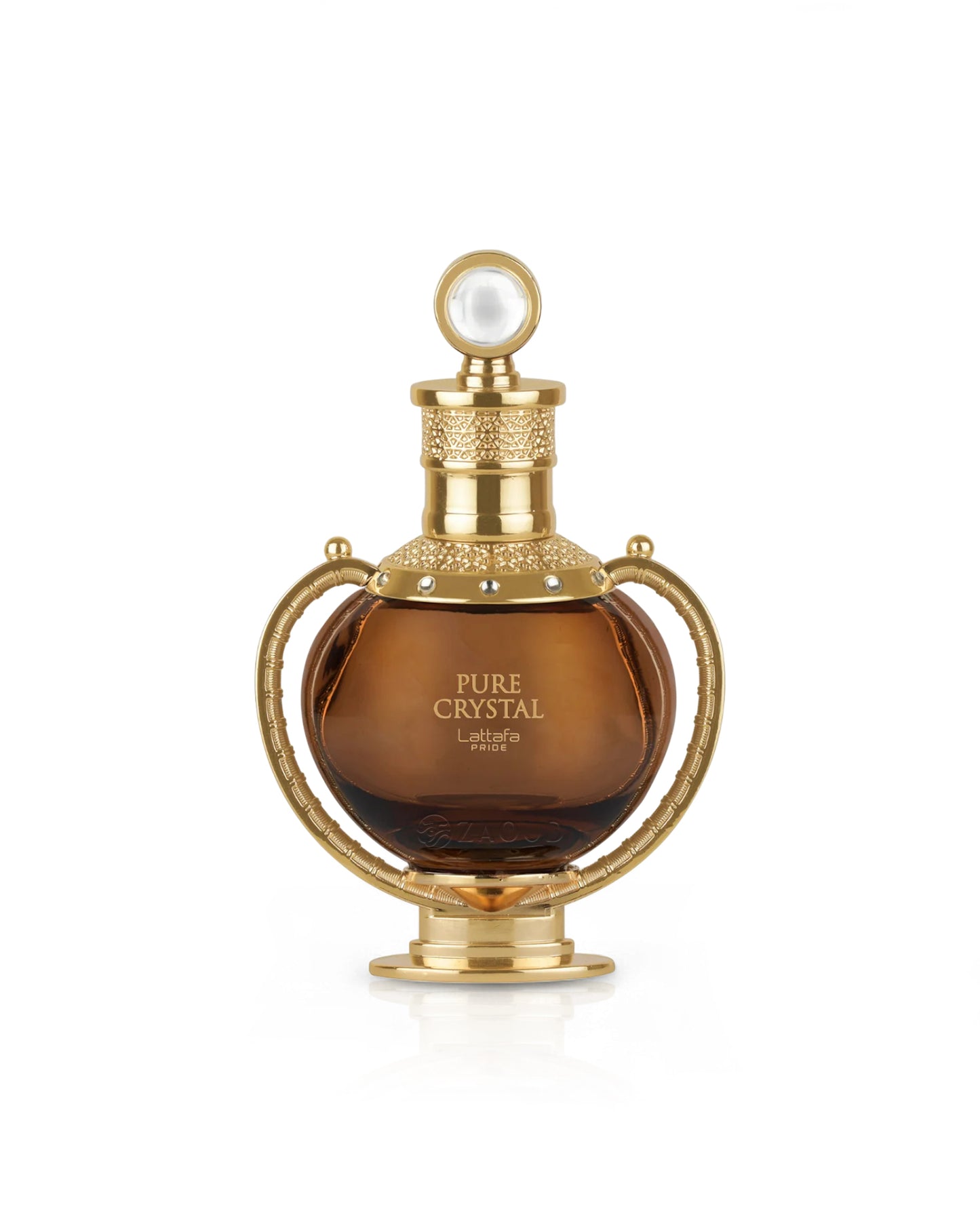 lattafa pure crystal perfume bottle shows against white background