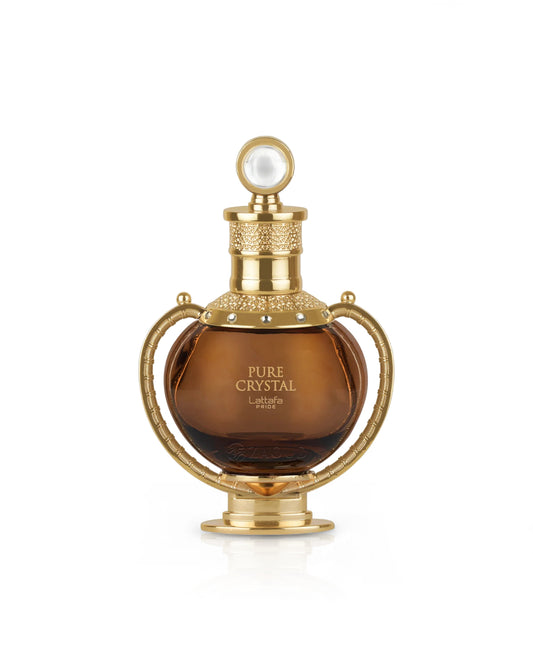 lattafa pure crystal perfume bottle shows against white background