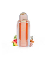 mahab by nusuk perfume bottle surrounded by fragrance notes like peach and rose shows against white background