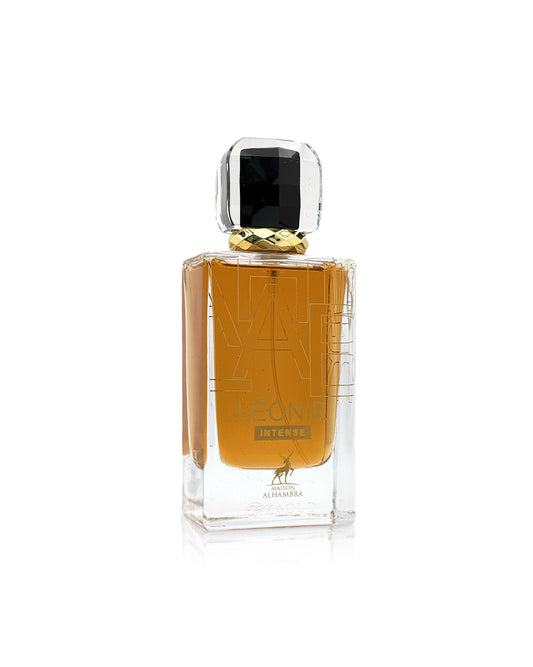 maison alhambra leonie intense perfume bottle shows against white background