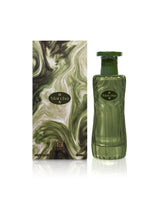 matcha perfume bottle shows beside its packaging against white background