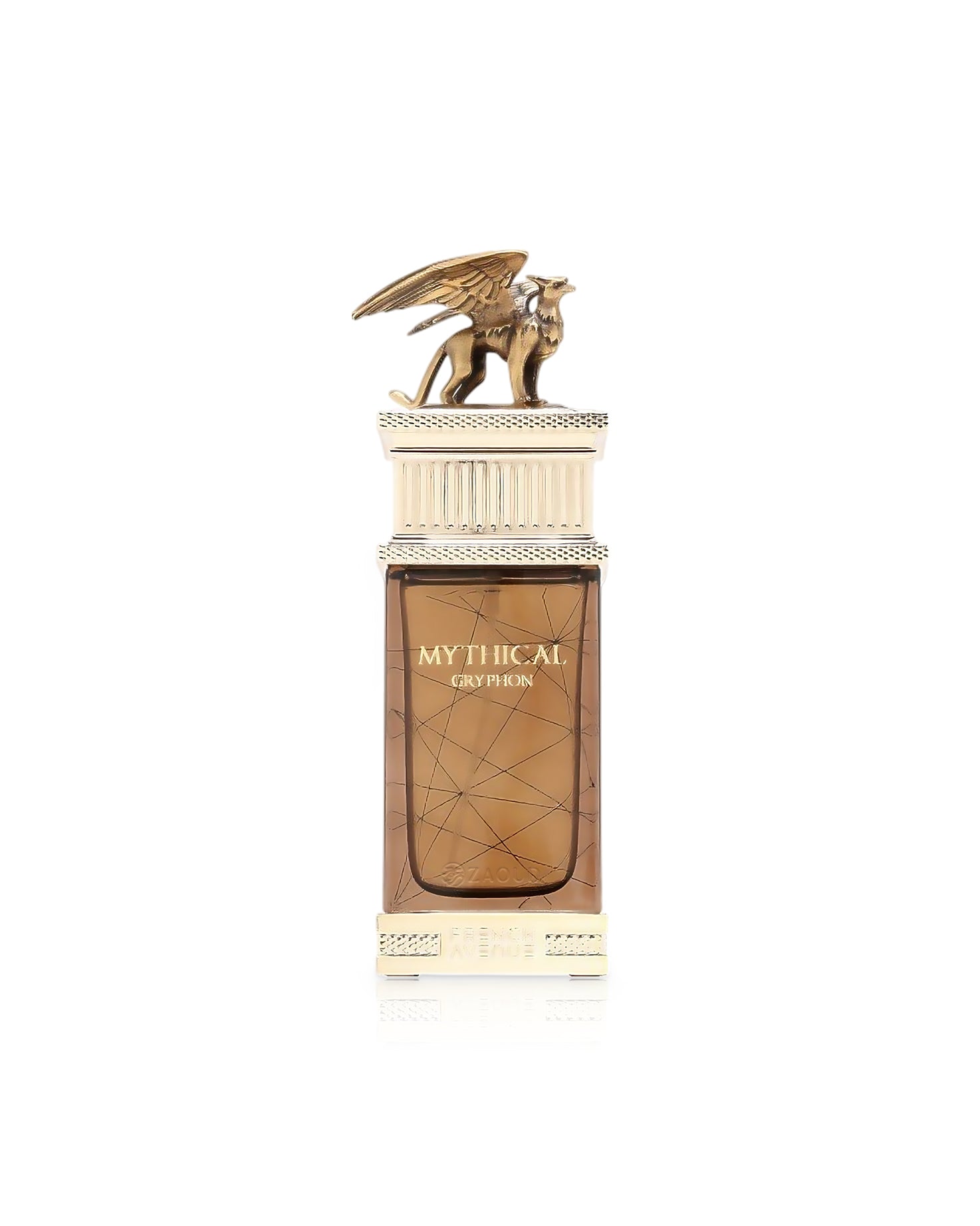 Mythical Gryphon perfume bottle shows against white background
