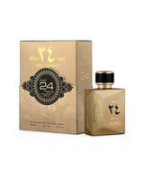 OUD 24 HOURS MAJESTIC perfume bottle shows beside its packaging against white background