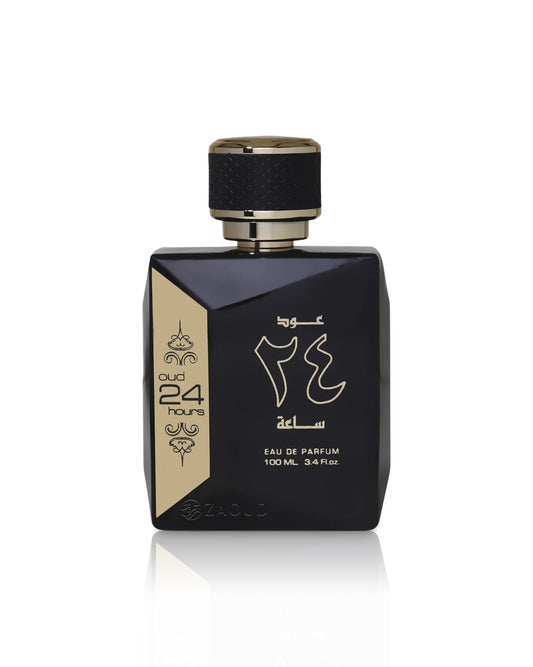 oud 24 hours perfume bottle shows against white background
