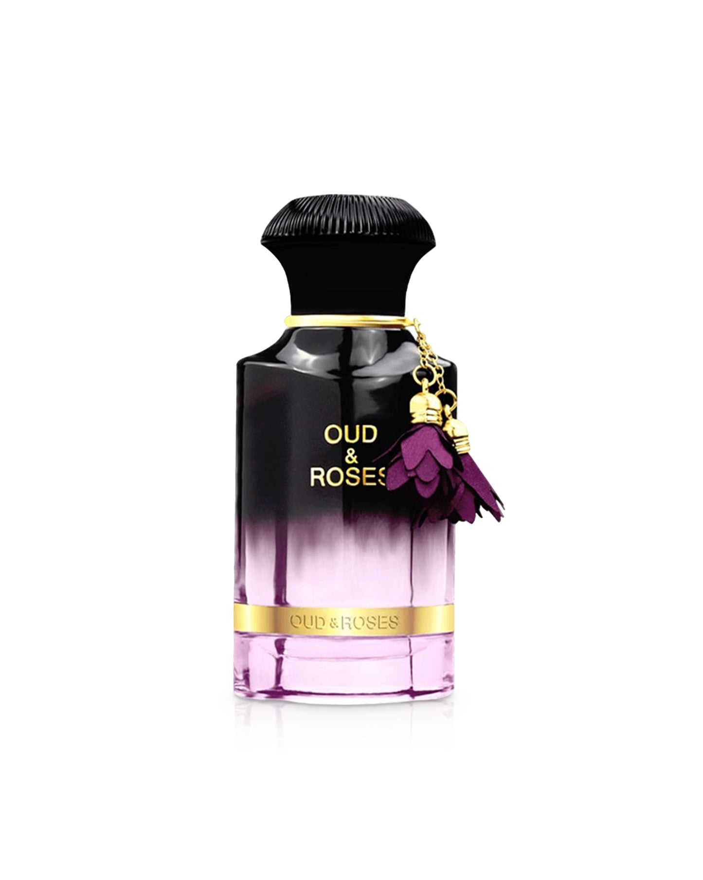 ahmed al maghribi oud and roses perfume bottle shows against white background