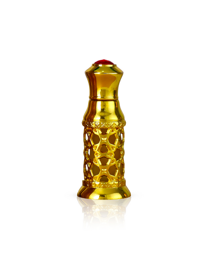 oud safi perfume oil golden colour botttle shows against white background