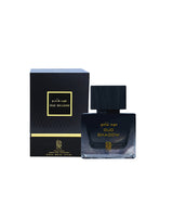 Oud shadow perfume bottle and box against white background