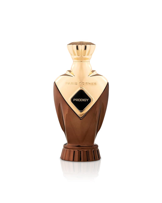 paris corner prodigy perfume bottle shows against white background