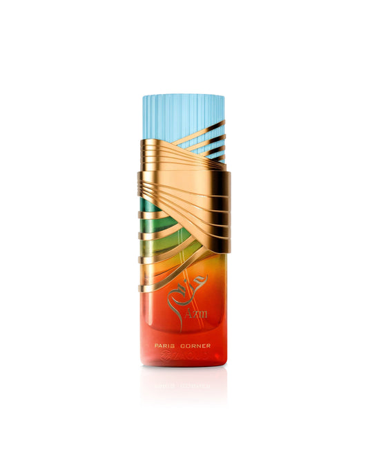 paris corner azm perfume bottle shows against white backgroud