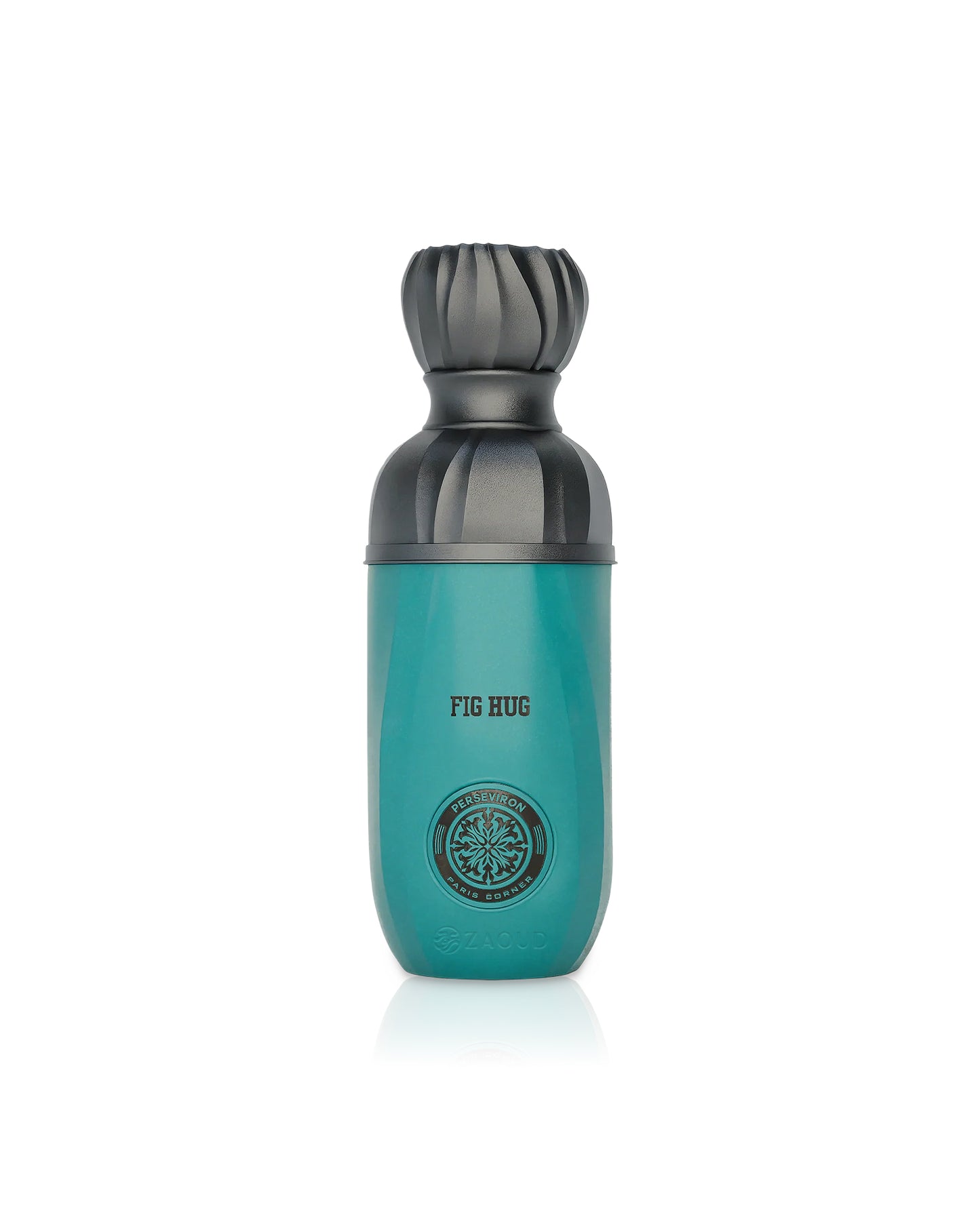 paris corner perseviron Teal and black shaker bottle with 'FIG HUG' branding on a white background