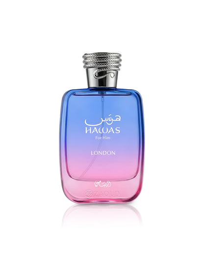 rasasi hawas london perfume bottle shows against white background