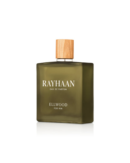 Rayhaan ellwood perfume bottle shows against white background