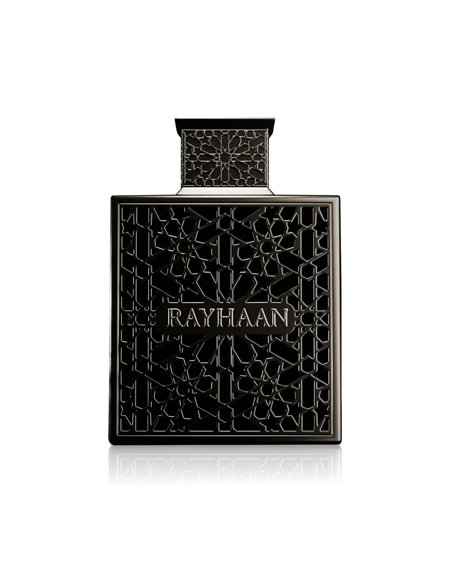 rayhaan obsidian perfume bottle shows against white background