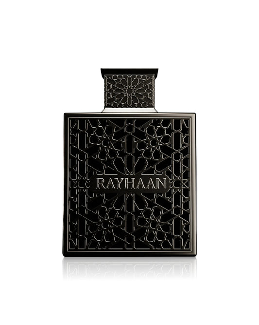 rayhaan obsidian perfume bottle shows against white background
