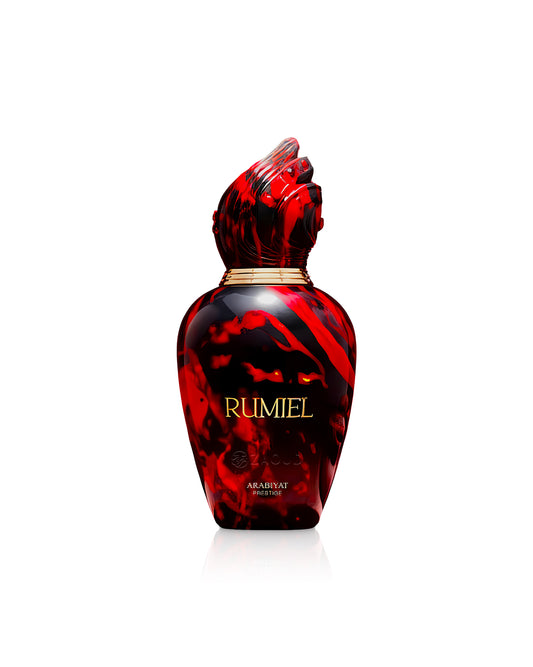 rumiel arabiyat prestige perfume bottle shows against white background
