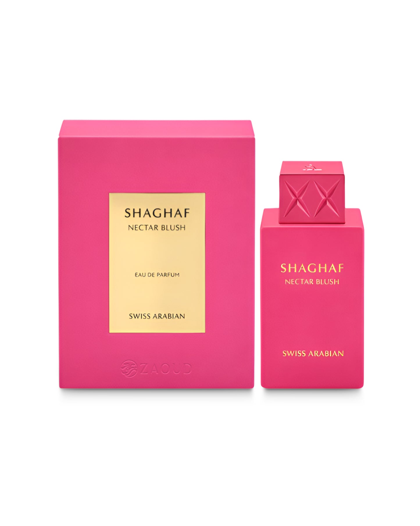 Shaghaf Nectar Blush perfume bottle and packaging on a white background