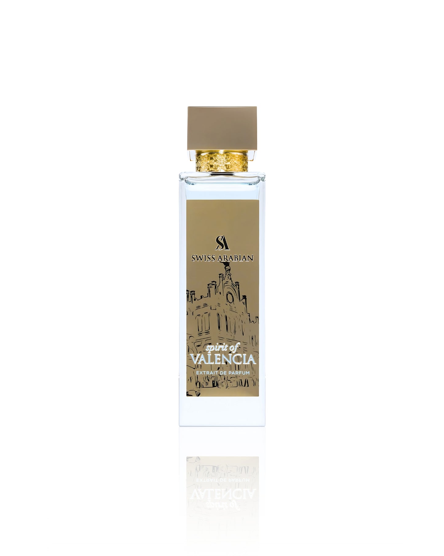 spirit of valencia by swiss arabian perfume bottle shows against white background