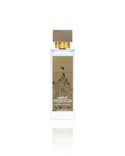 spirit of valencia by swiss arabian perfume bottle shows against white background