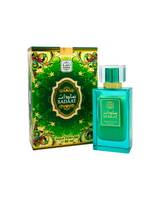 sadaat aqua parfum by naseem perfumes bottle beide its box shows against white background