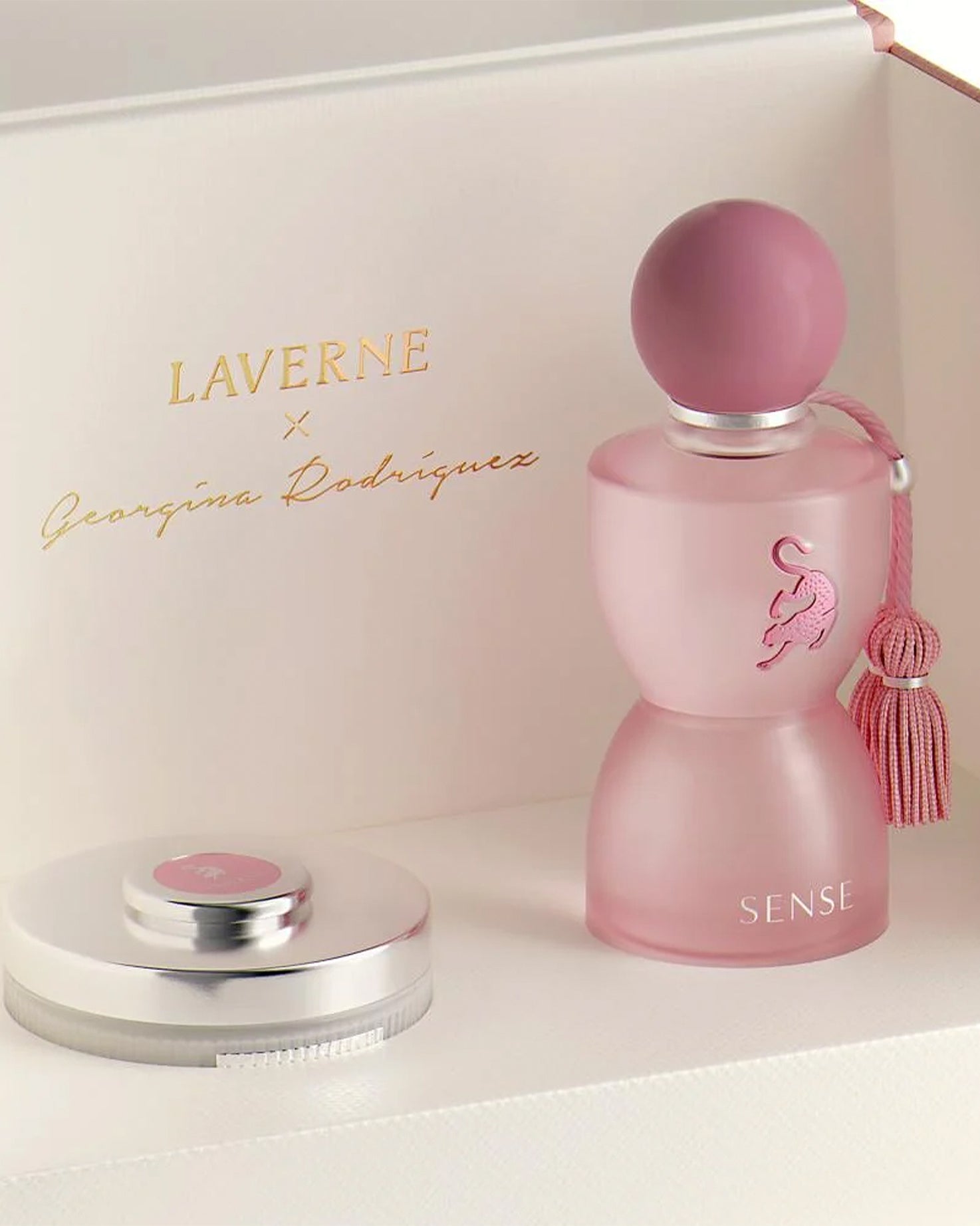laverne sense handbag x Georgina Rodriguez perfume bottle