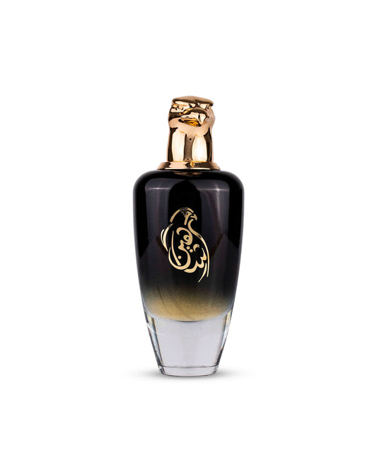 shaheen black edp by maison asrar black colour perfume bottle shows against white background