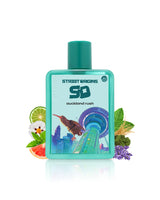 street origins auckland rush perfume bottle surrounded by fragrance notes like grapefruit and lavender shows against white background