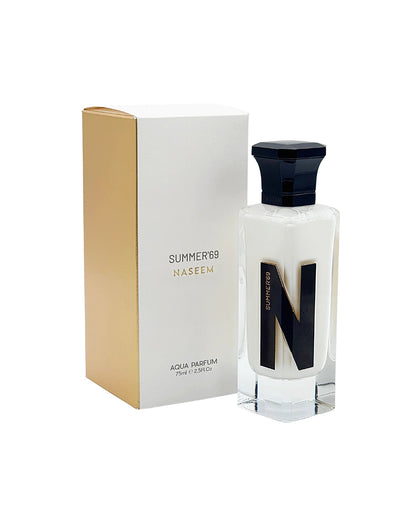 Summer69 aqua parfum bottle and box against white background
