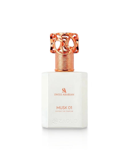 swiss aabian musk 01 perfume bottle shows against white background