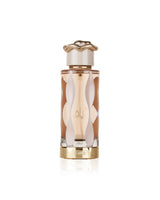 Lattafa teriaq Perfume bottle with gold cap and decorative design on a white background