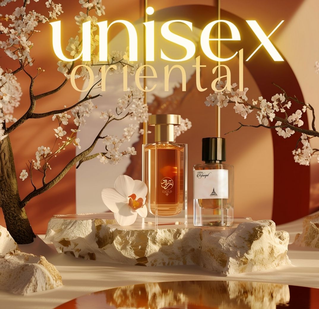 UNISEX PERFUME BOTTLES PHOTOGRAPH SURROUNDED WITH ORCHID