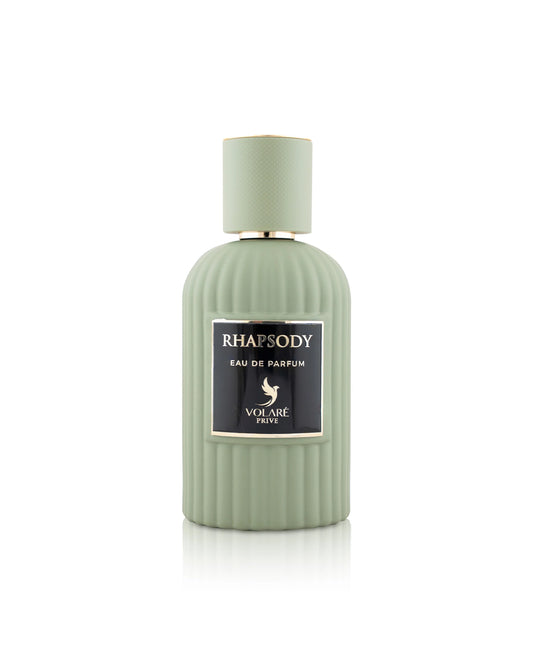 volare rhapsody perfume green bottle shows against white background