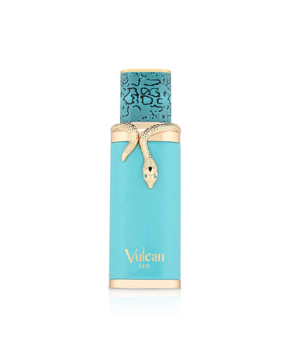 french avenue vulcan feu perfume bottle shows against white background