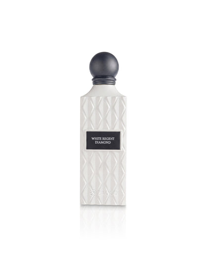 white regent diamond perfume bottle shows against white background