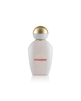 khadlaj white forest Strawberry perfume bottle shows against white background