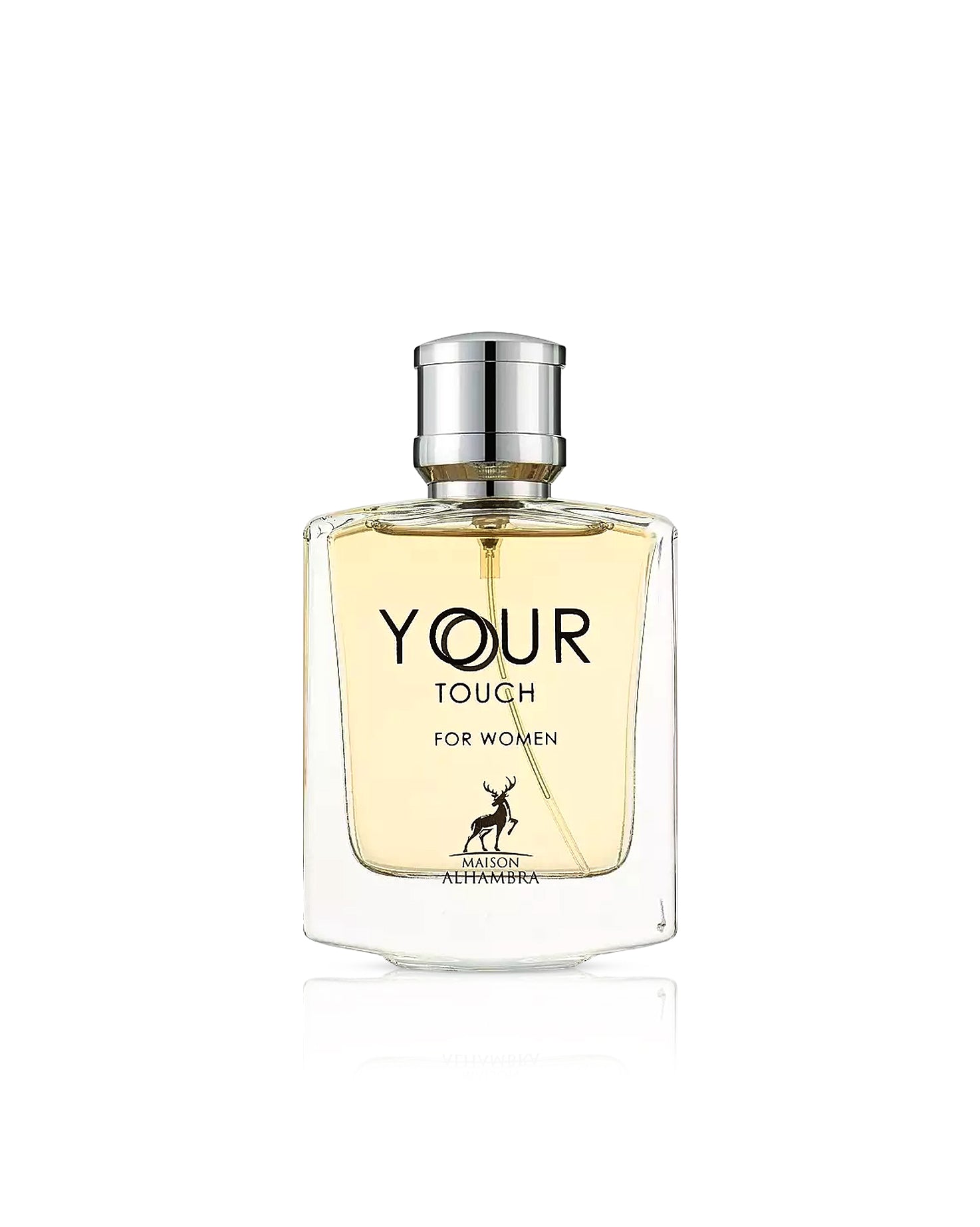 Perfume bottle labeled 'Your Touch for Women' by Maison ALHAMBRA on a white background