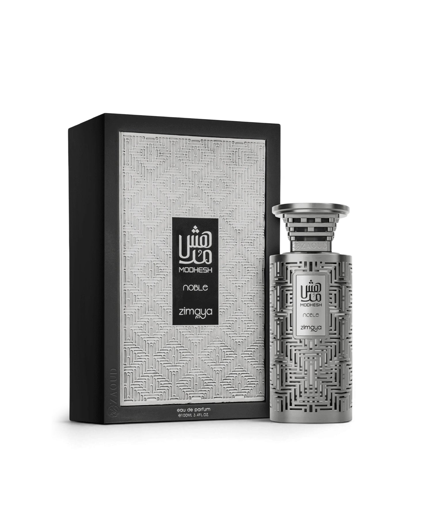 zimaya modesh noble perfume bottle shows packaging against white background