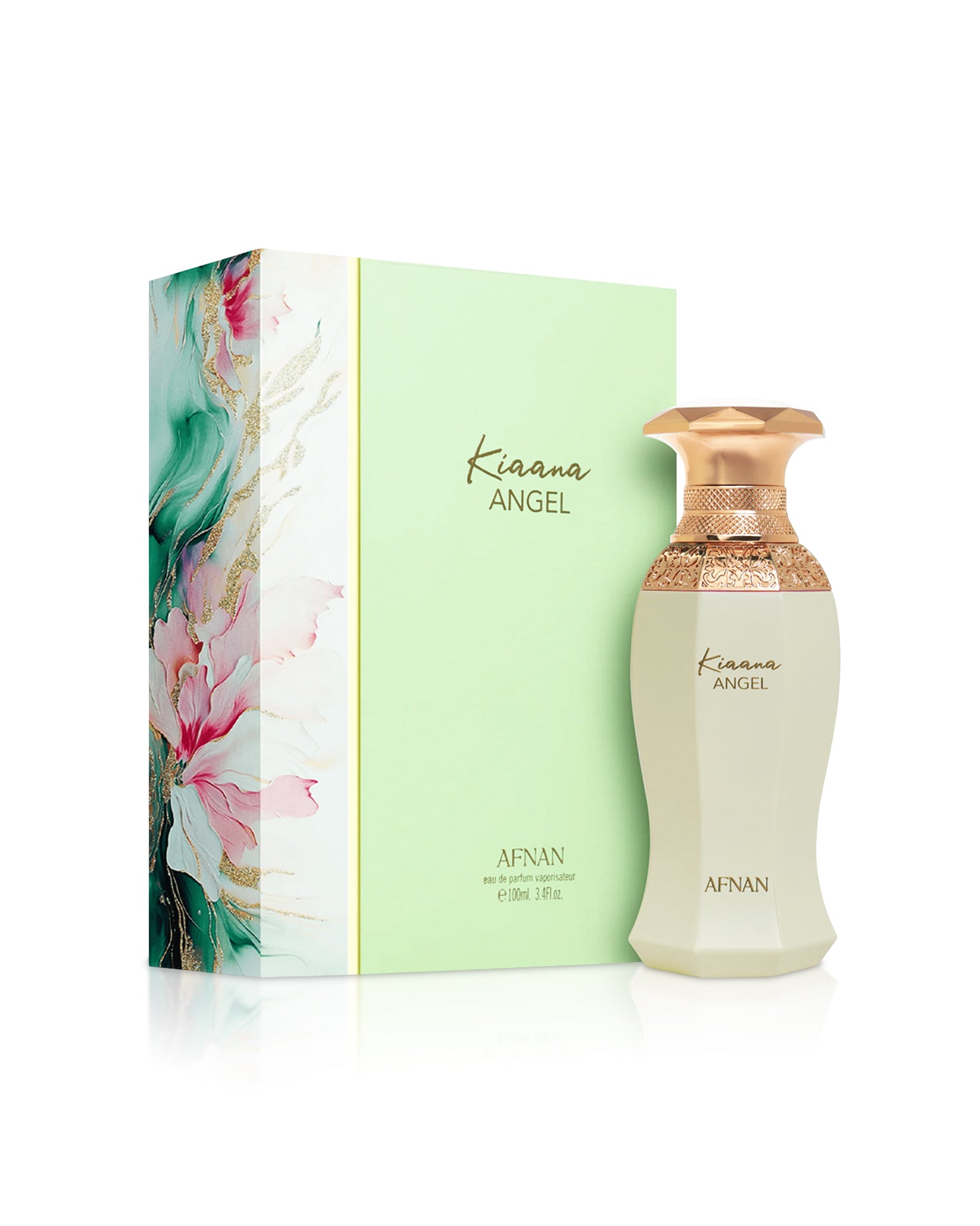 afnan kiaana angel perfume bottle shows its box against white background