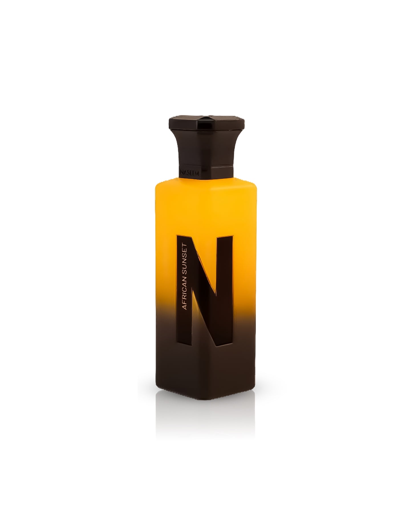 african sunset aqua parfum bottle against white background
