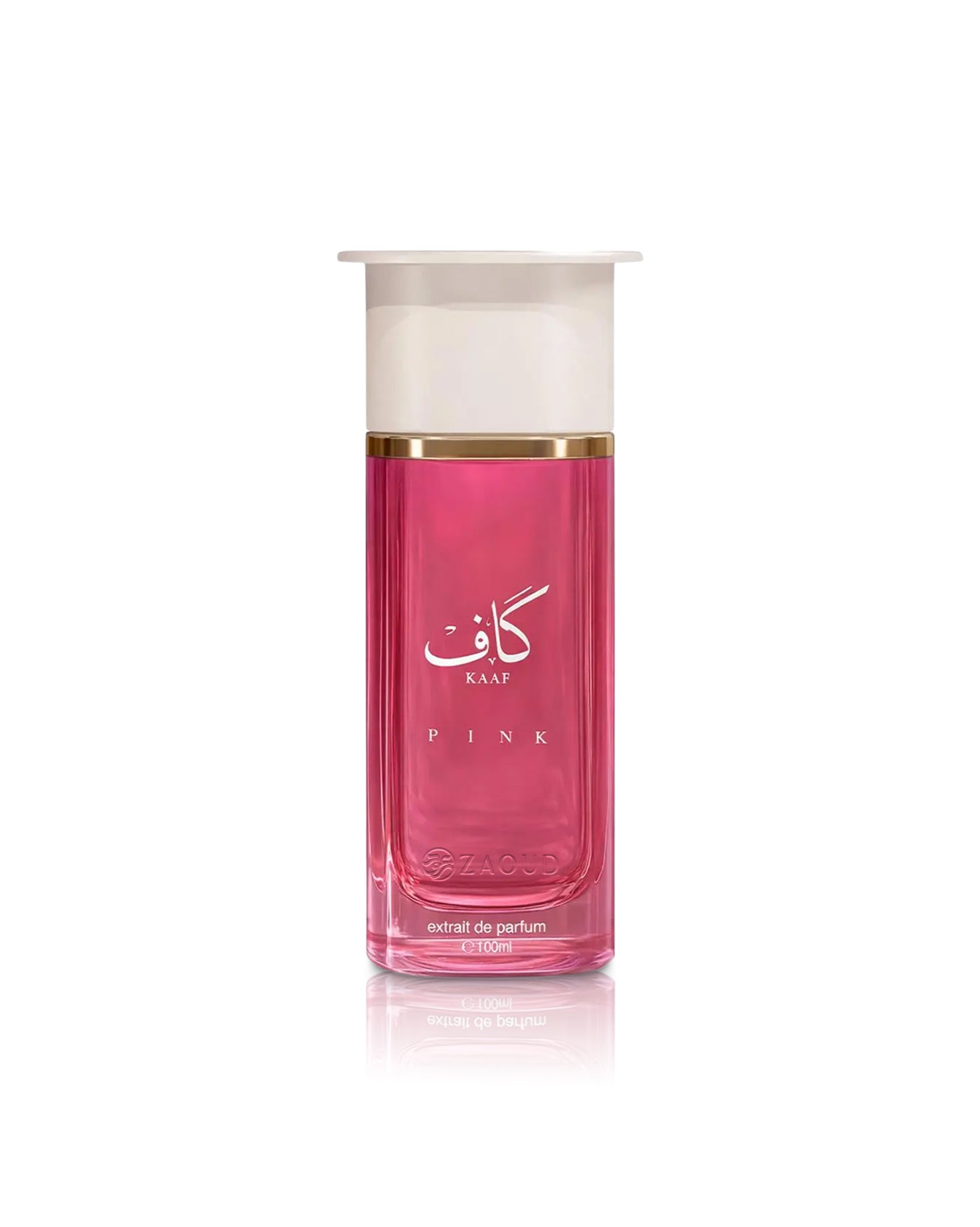 ahmed al maghribi kaaf pink perfume bottle shows against white background