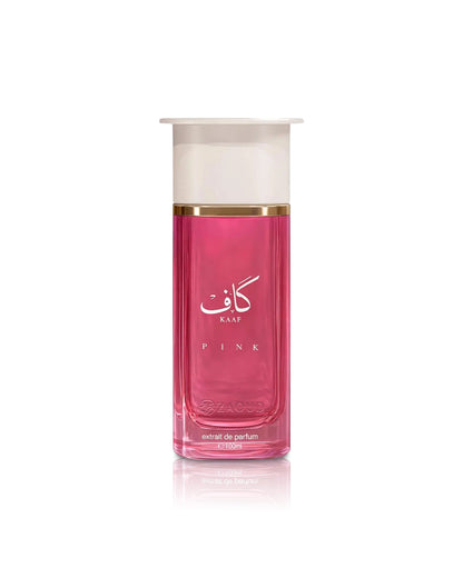 ahmed al maghribi kaaf pink perfume bottle shows against white background
