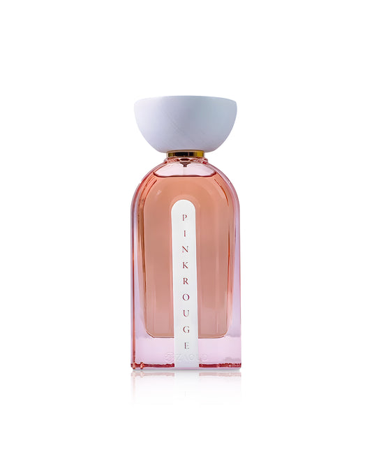 ahmed al maghribi pink rouge perfume bottle shows against white background